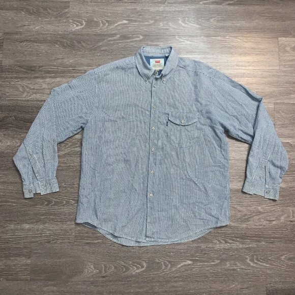 Levi's Other - Vintage 90s Levis Blue Houndstooth Button Down Flannel Shirt Sz. L 1998